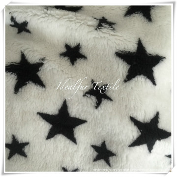 Black /White Star Jacquard Short Pile Fur for Pets